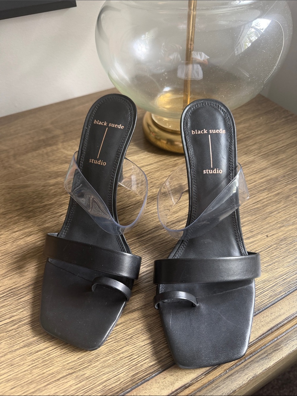 Chic Black Stiletto Slide with Double Front Straps